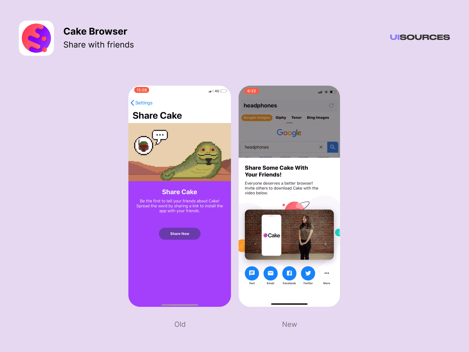 Cake Browser App A browser just for your phone UI Sources