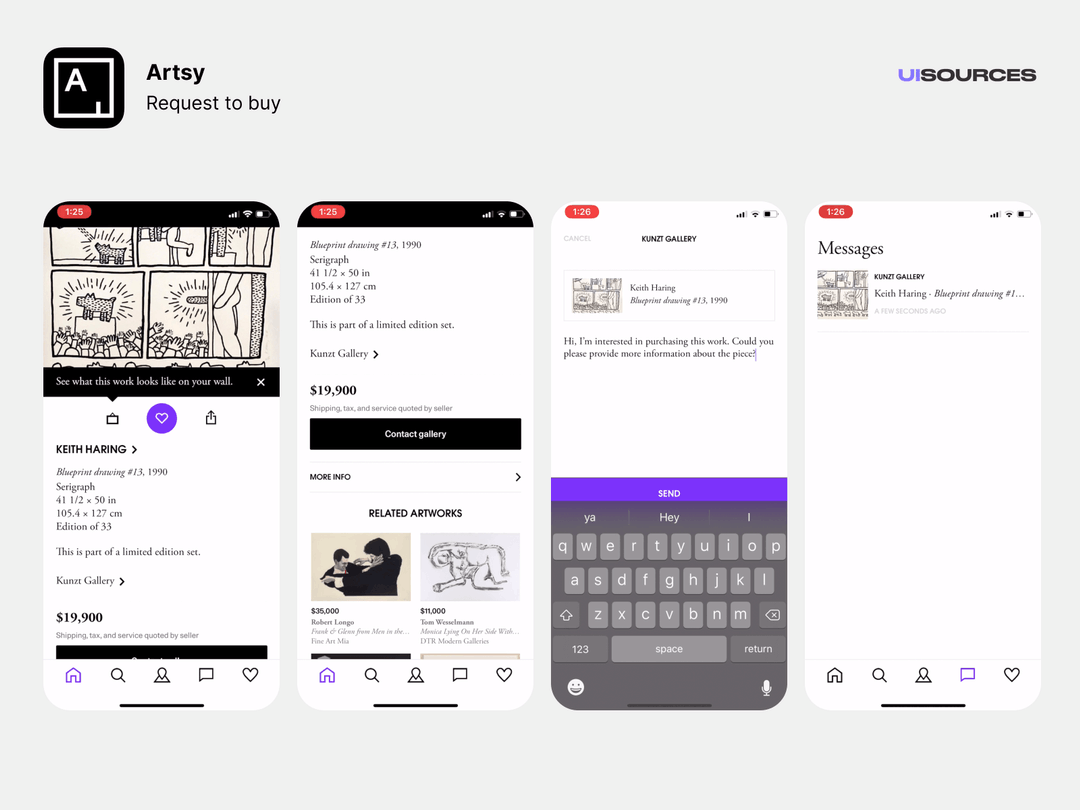 Artsy Onboarding Screenshots UI Sources