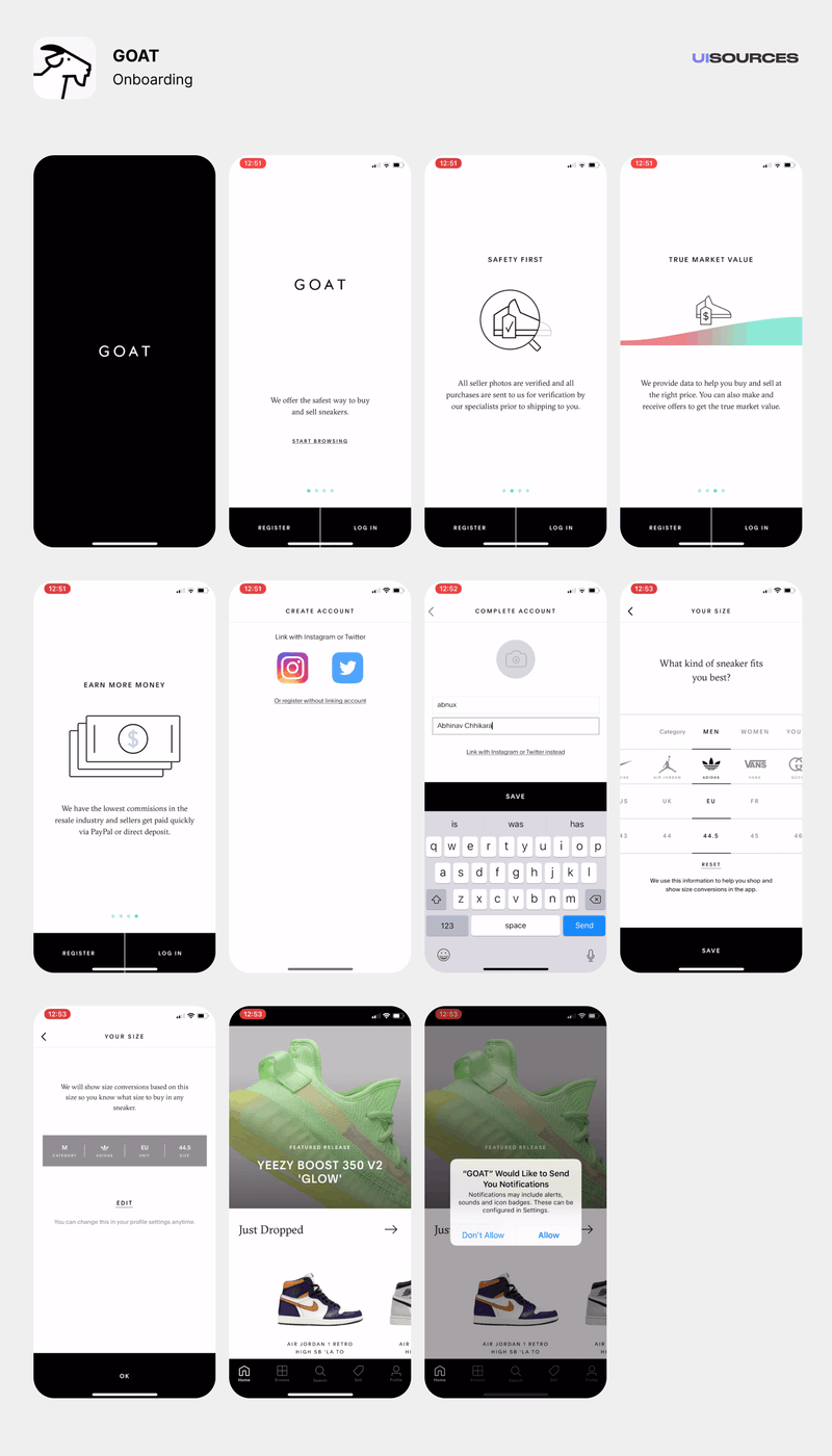 GOAT App Store Screenshots Screenshots UI Sources