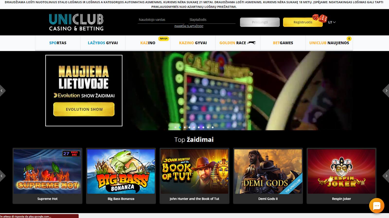 uniclub casino lt