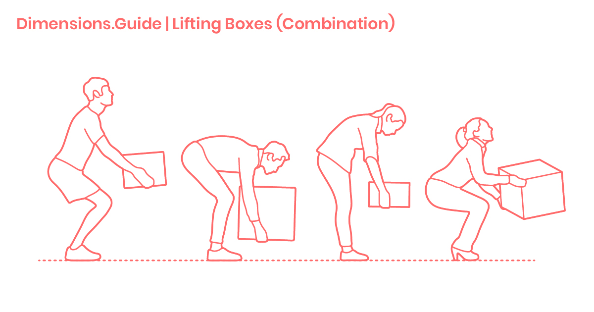 People Lifting Boxes Combination (Side) Dimensions & Drawings