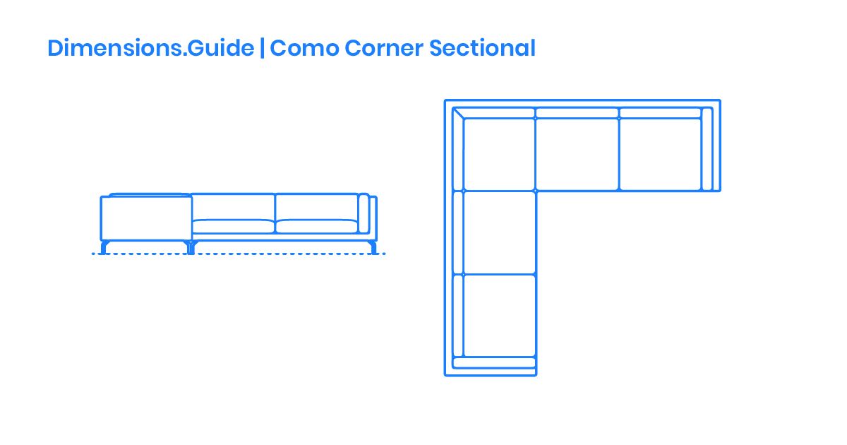 Como Corner Sectional Dimensions & Drawings Dimensions.Guide
