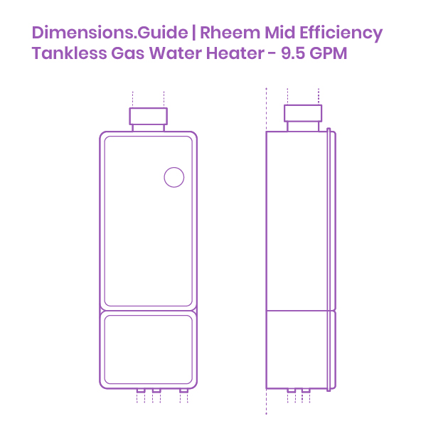Rheem Mid Efficiency Tankless Gas Water Heater 9.5 GPM Dimensions