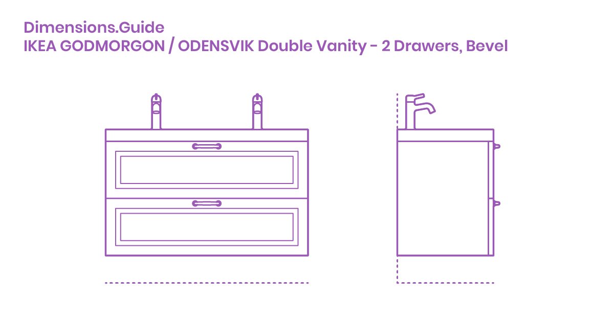 IKEA / Odensvik Double Vanity 2 Drawers, Bevel Dimensions