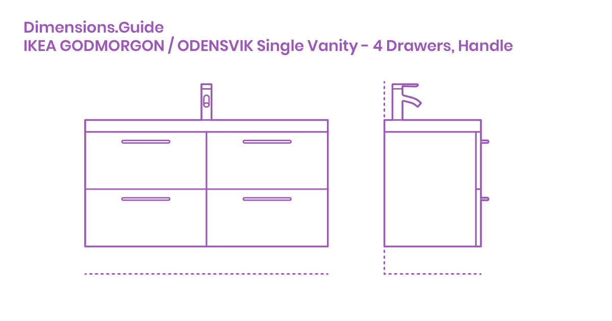 IKEA / Odensvik Single Vanity 4 Drawers, Handle Dimensions & Drawings Dimensions.Guide