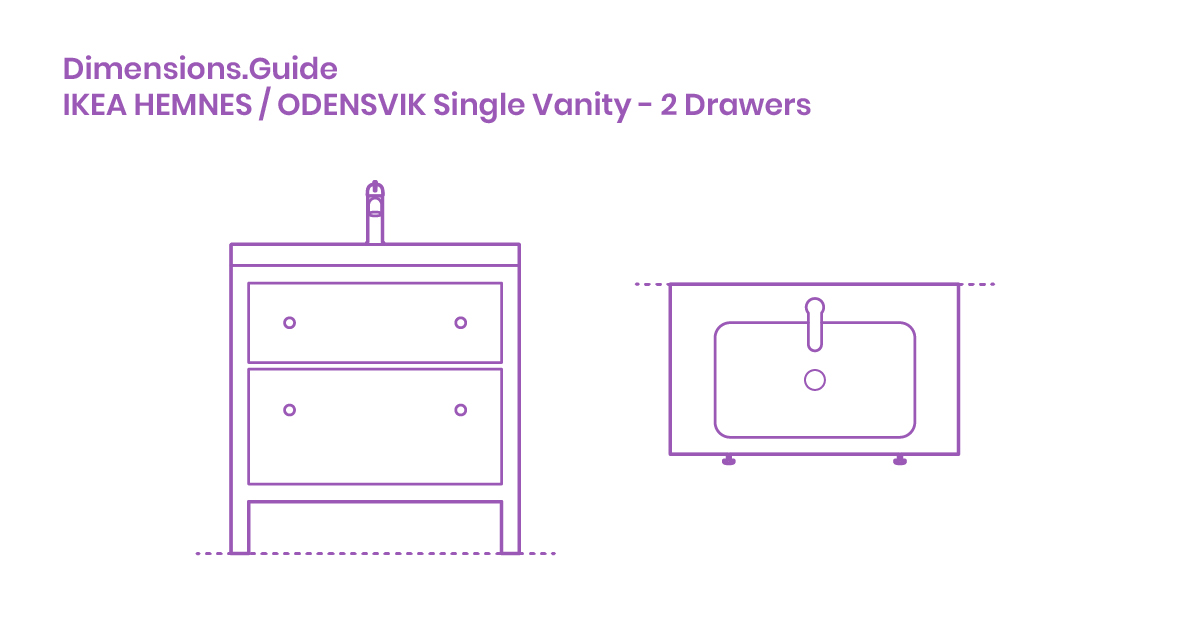 IKEA Hemnes / Odensvik Single Vanity 2 Drawers Dimensions & Drawings