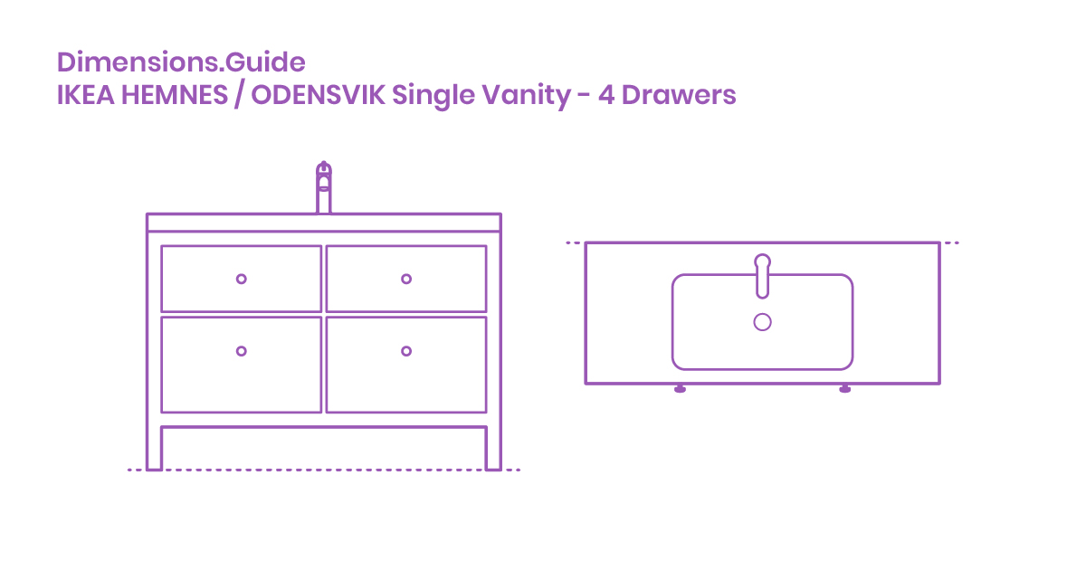 IKEA Hemnes / Odensvik Single Vanity 4 Drawers Dimensions & Drawings