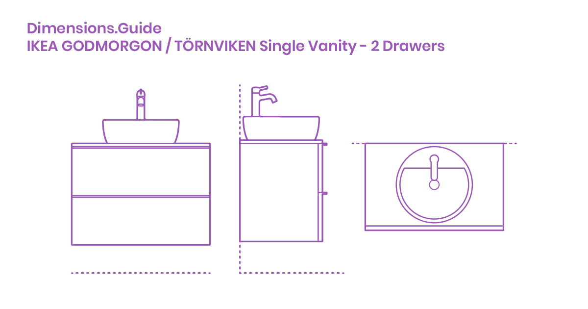 IKEA / Törnviken Single Vanity 2 Drawers Dimensions & Drawings Dimensions.Guide