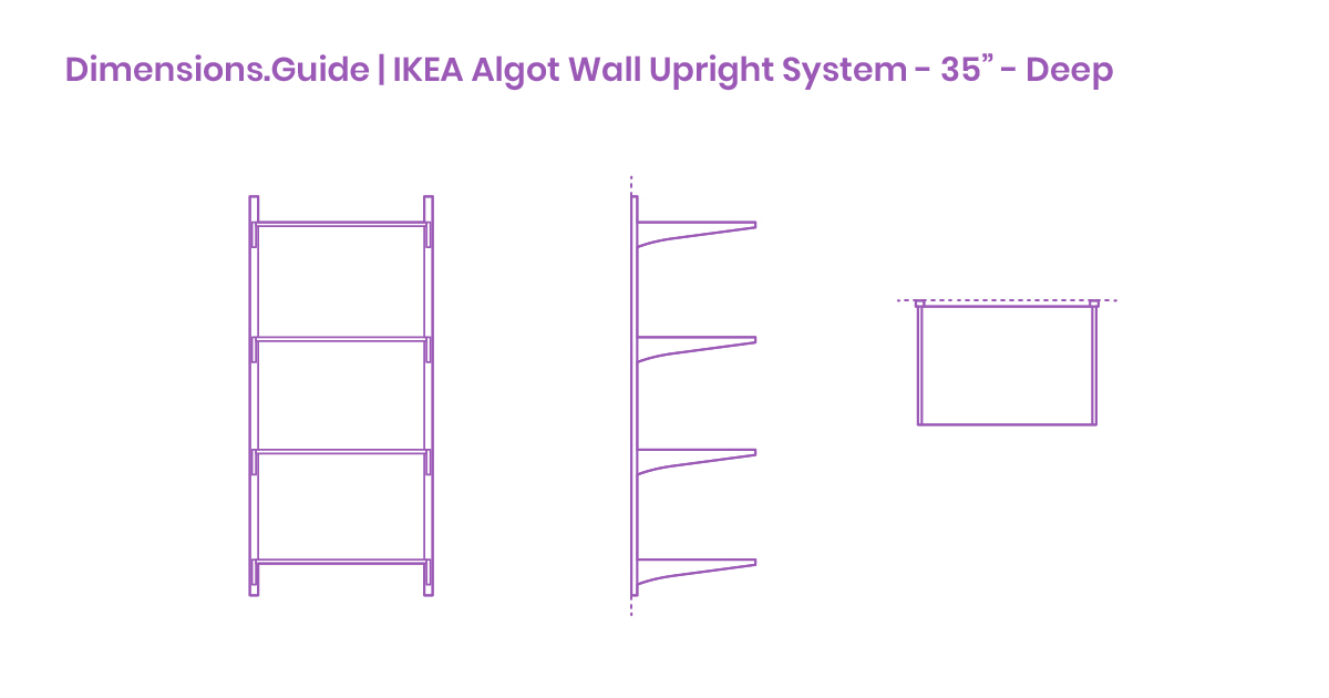 IKEA Algot Wall Upright System 35” Deep Dimensions & Drawings