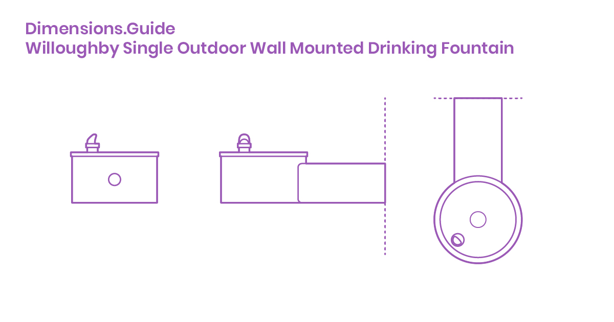 Willoughby Single Outdoor Wall Mounted Drinking Fountain Dimensions