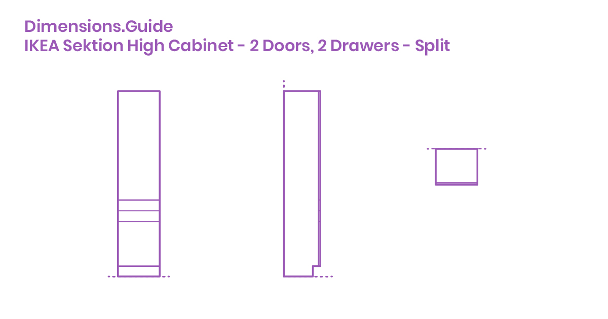Ikea Sektion High Cabinet 2 Doors 2 Drawers Split Dimensions
