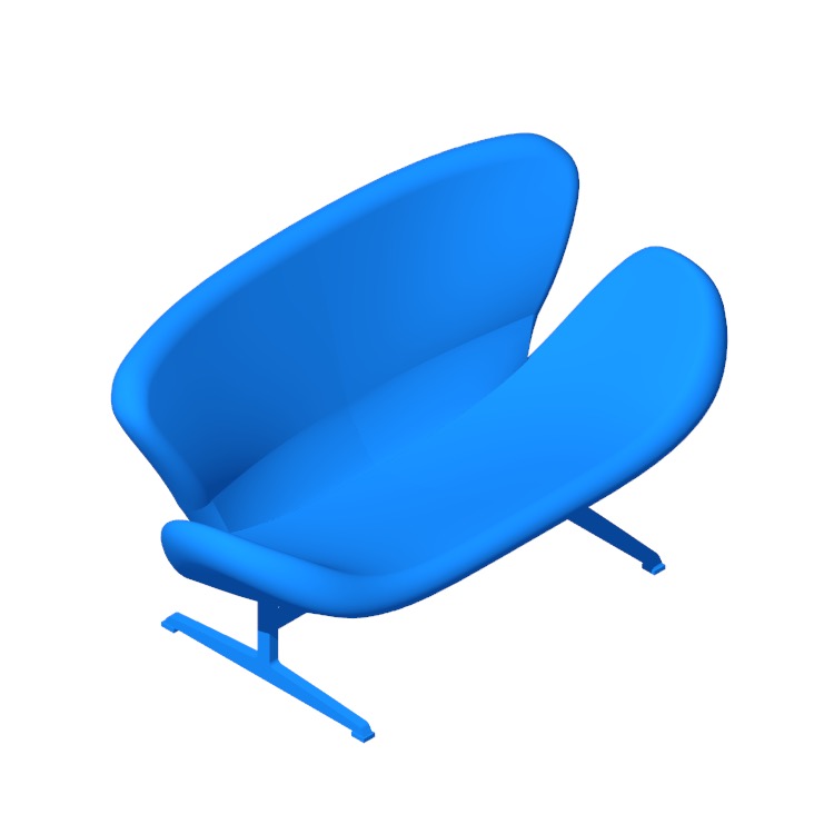 Perspective view of a 3D model of the Swan Sofa