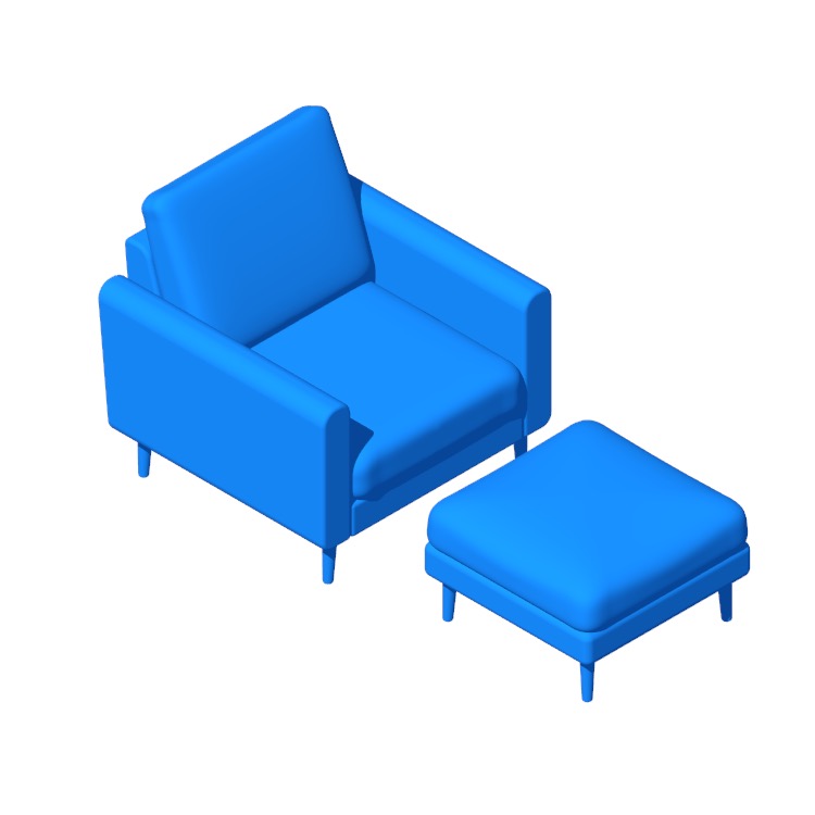 3D model of the Burrow Nomad Armchair & Ottoman viewed in perspective