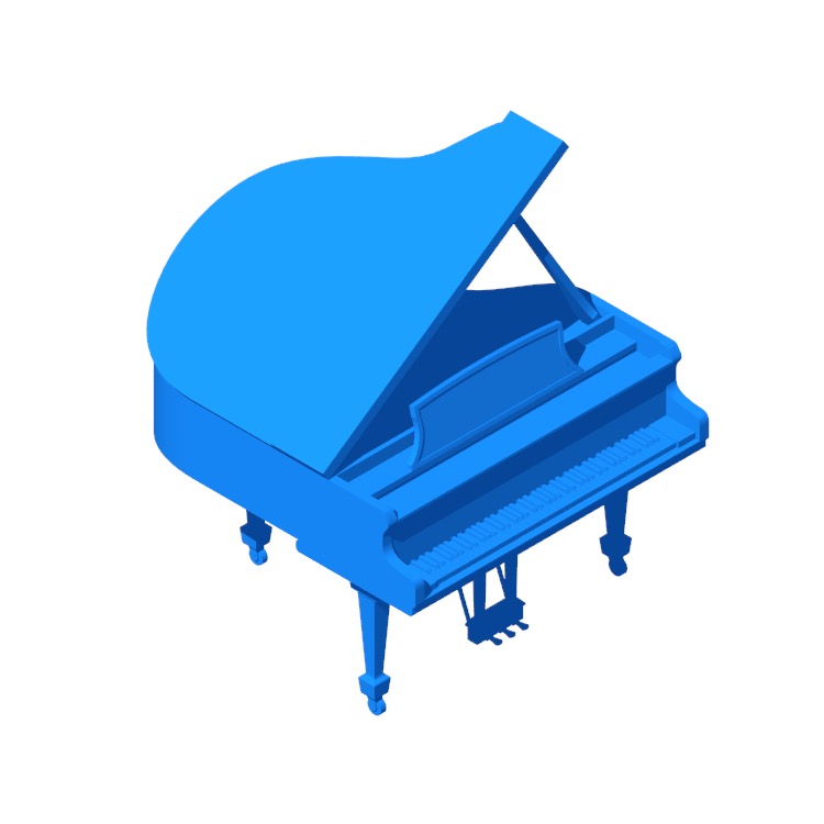 Perspective view of a 3D model of the Steinway Grand Piano Model S
