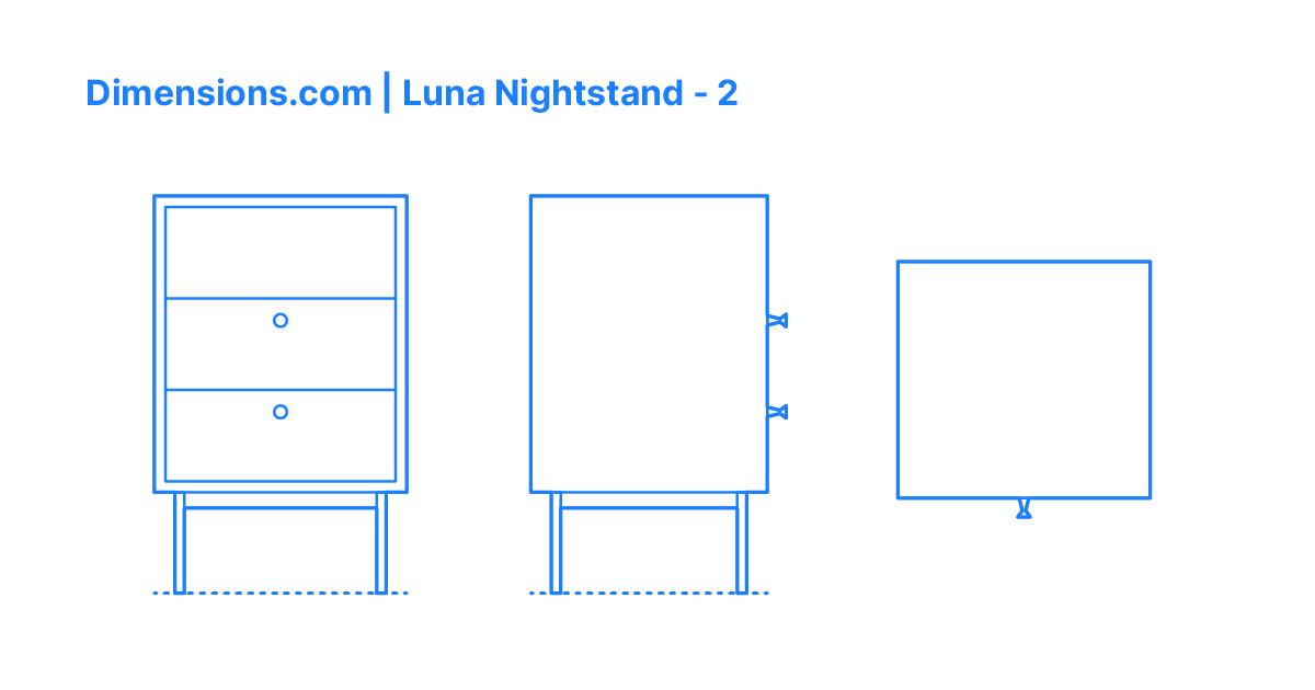Luna Nightstand 2 Dimensions & Drawings