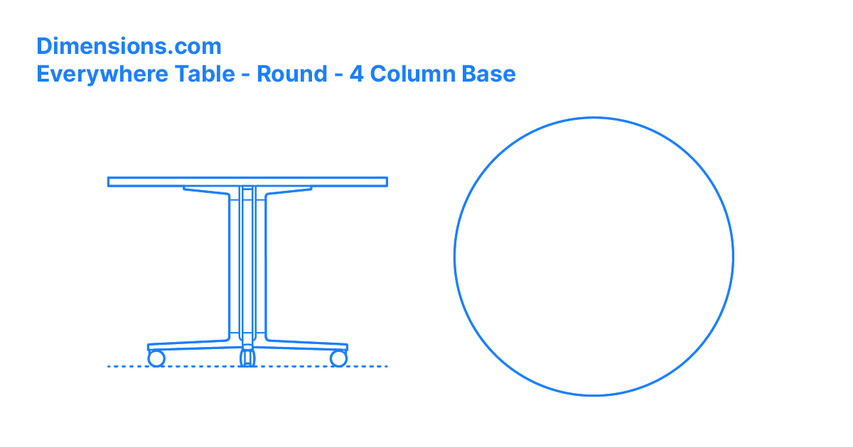 Everywhere Table Round 4 Column Base Dimensions & Drawings