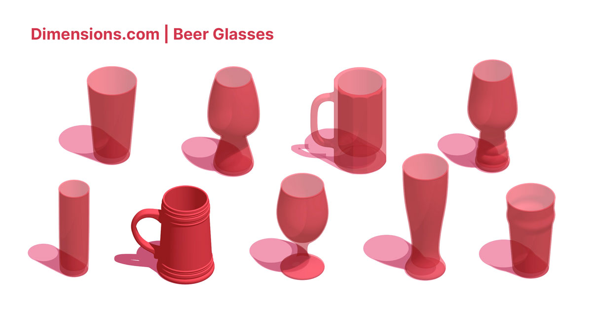 Beer Glasses Dimensions & Drawings
