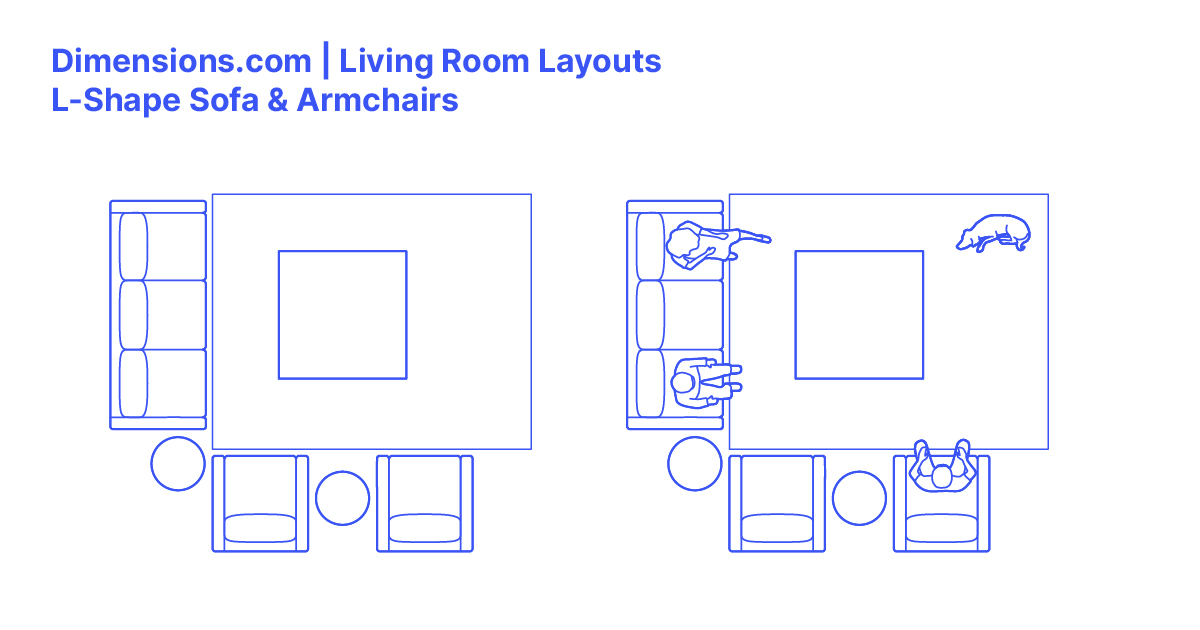LShape Sofa & Armchairs Dimensions & Drawings