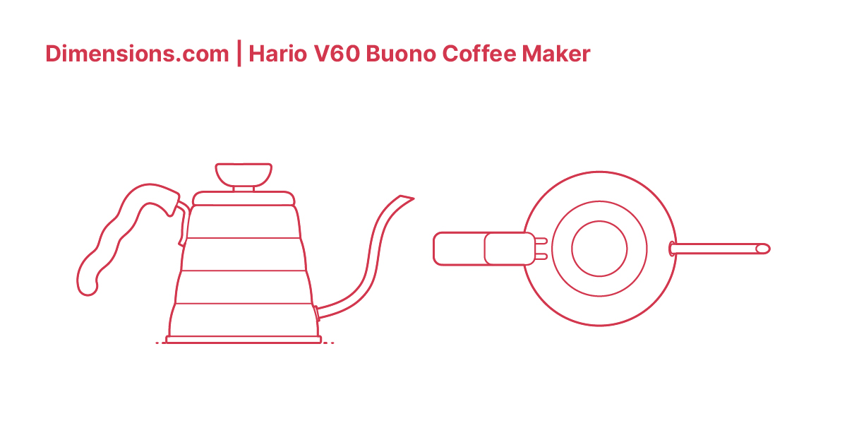Hario V60 Buono Coffee Maker Dimensions & Drawings