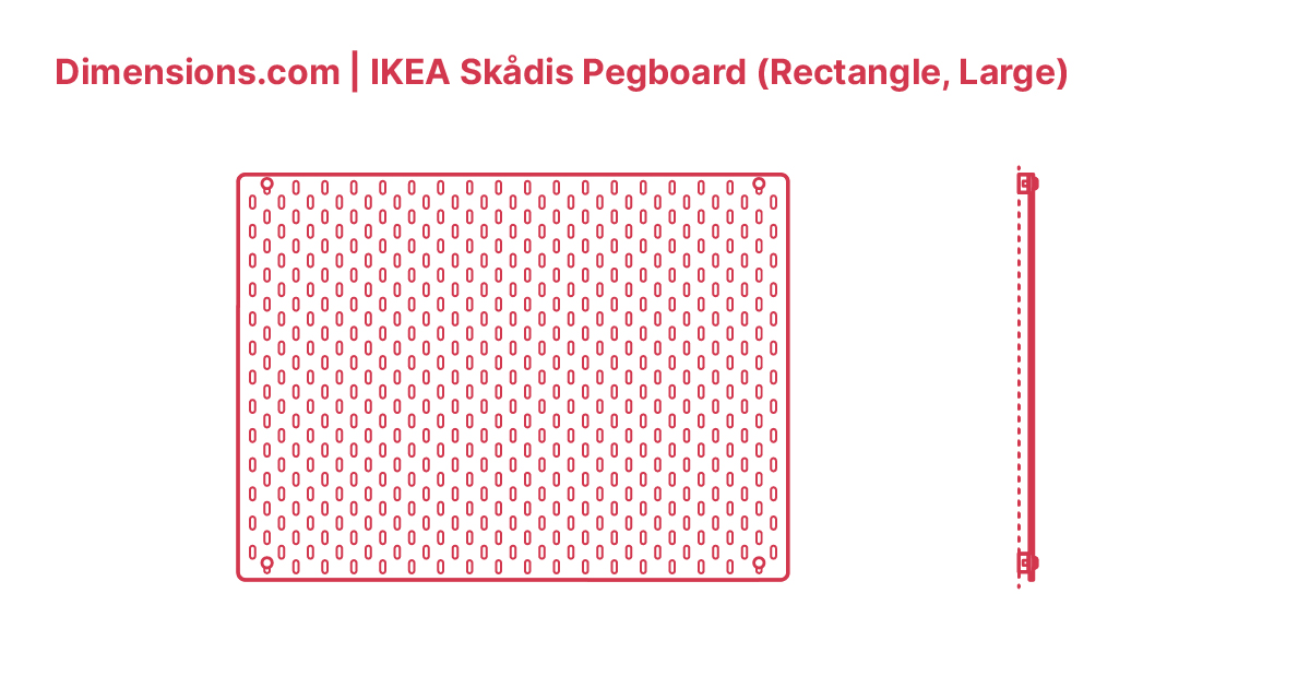 IKEA Skådis Pegboard (Rectangle, Large) Dimensions & Drawings