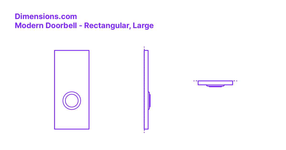 Modern Doorbell Rectangular, Large Dimensions & Drawings