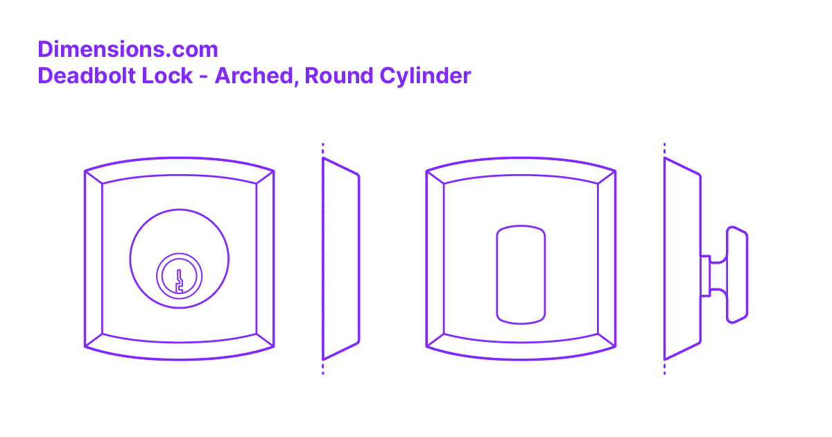 Deadbolt Lock Arched, Round Cylinder Dimensions & Drawings