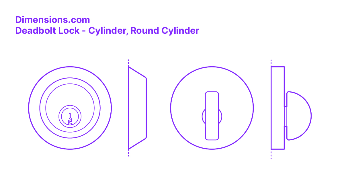 Deadbolt Lock Cylinder, Round Cylinder Dimensions & Drawings
