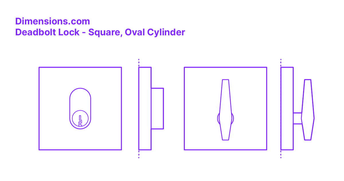 Deadbolt Lock Square, Oval Cylinder Dimensions & Drawings