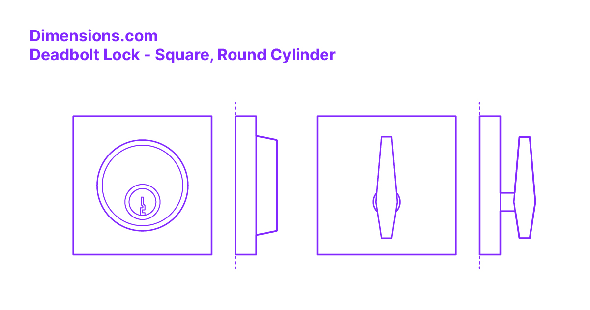 Deadbolt Lock Square, Round Cylinder Dimensions & Drawings