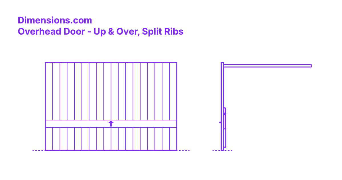 Overhead Door Up & Over, Split Ribs Dimensions & Drawings