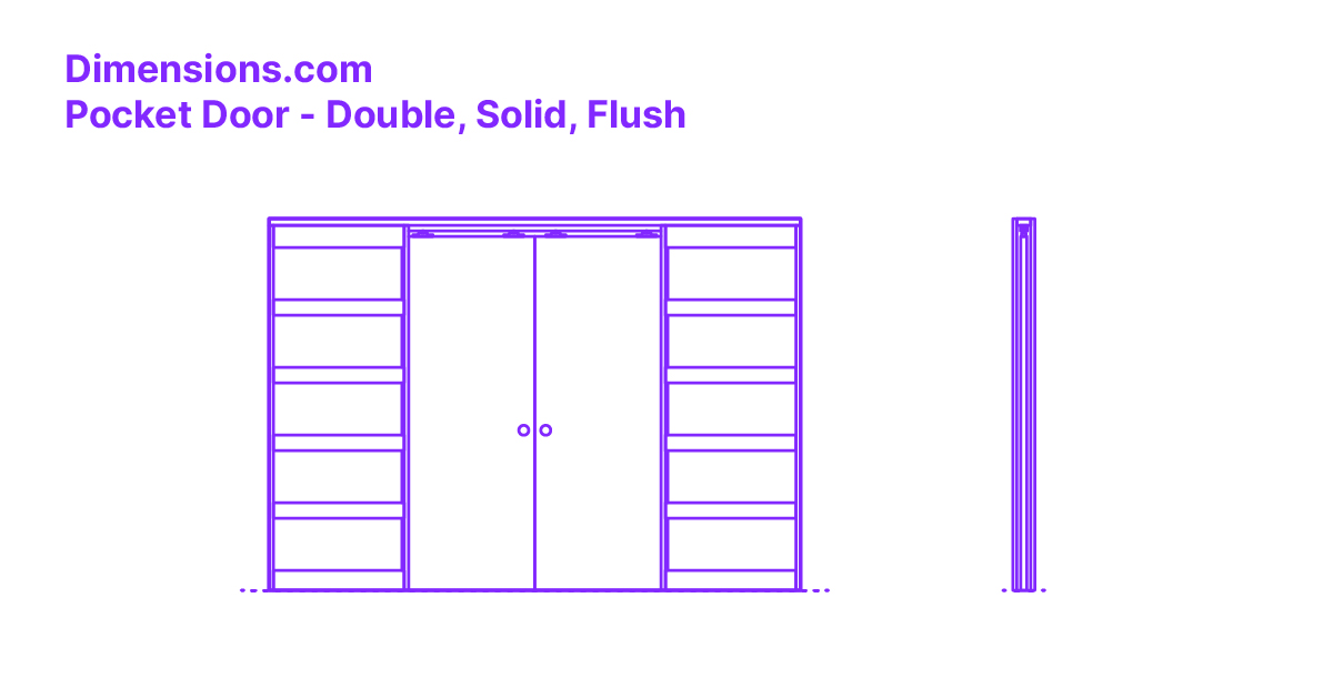 Pocket Door Double, Solid, Flush Dimensions & Drawings
