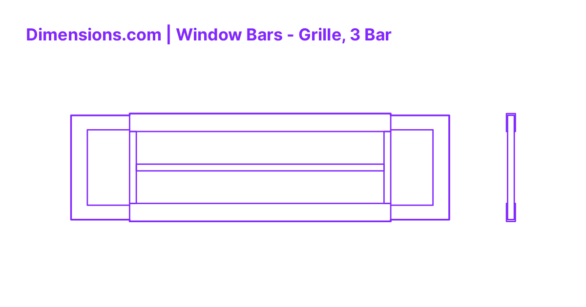 Window Bars Grille, 3 Bar Dimensions & Drawings