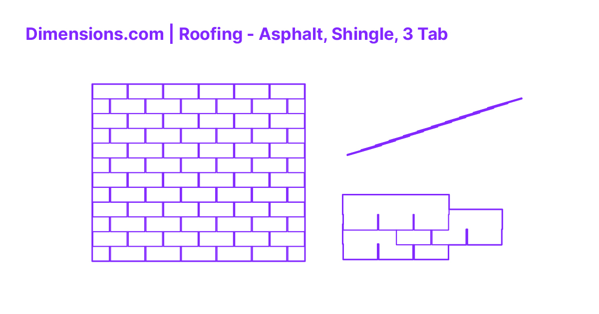 Roofing Asphalt, Shingle, 3 Tab Dimensions & Drawings