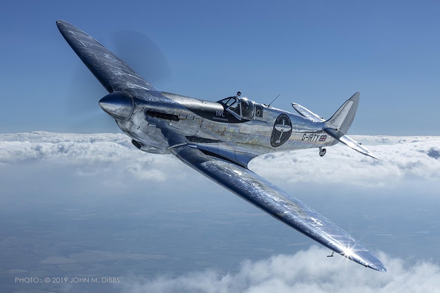 Silver Spitfire in Flight