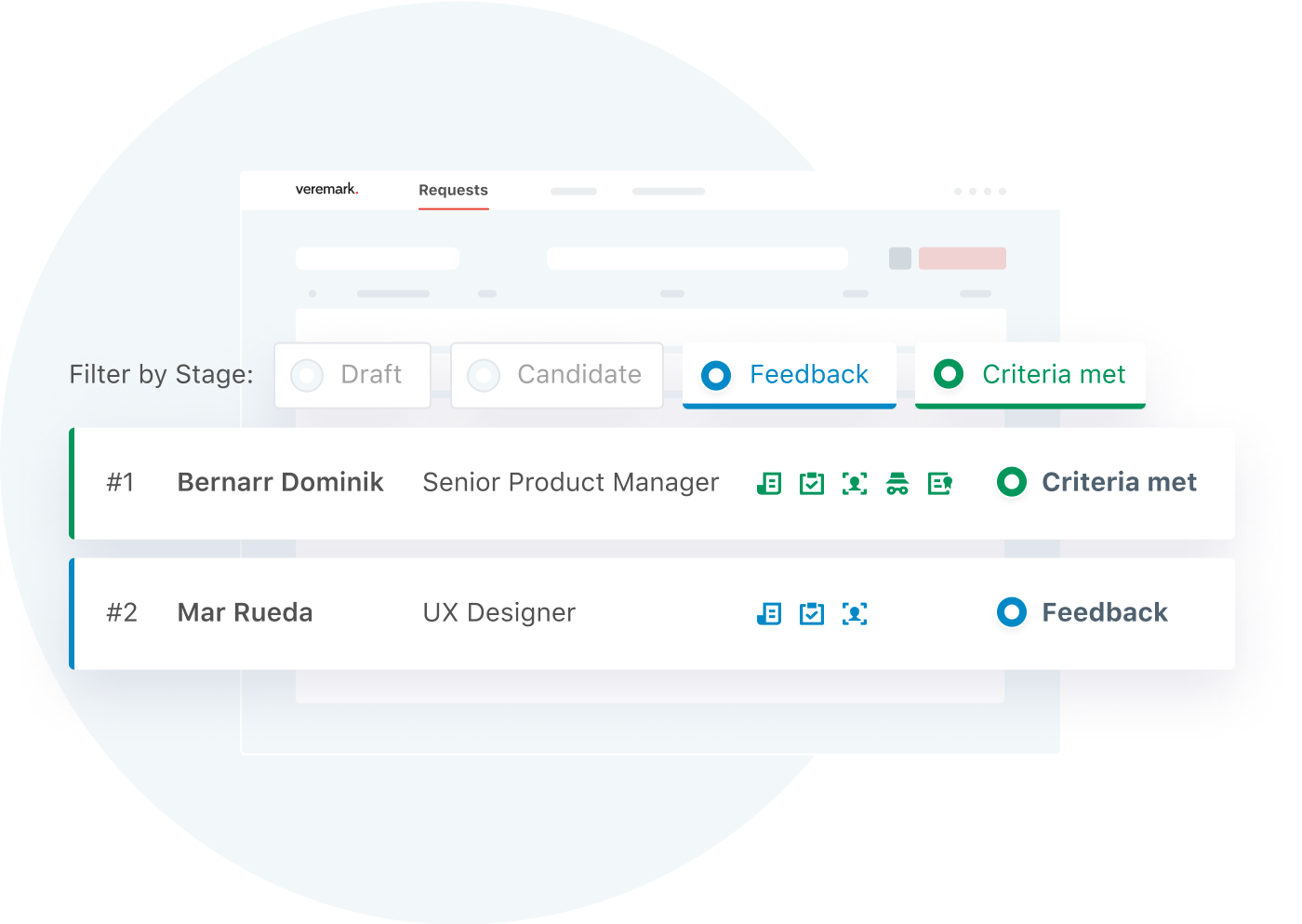 Veremark dashboard showing real time updates