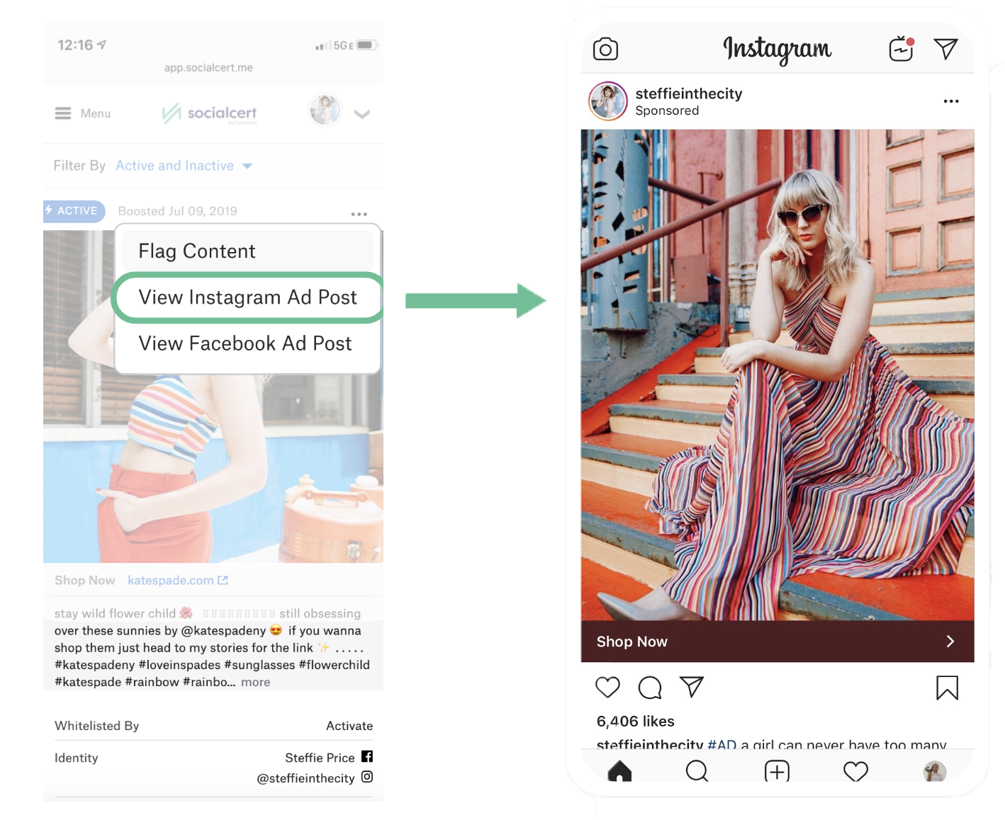 Instagram dark post ad example