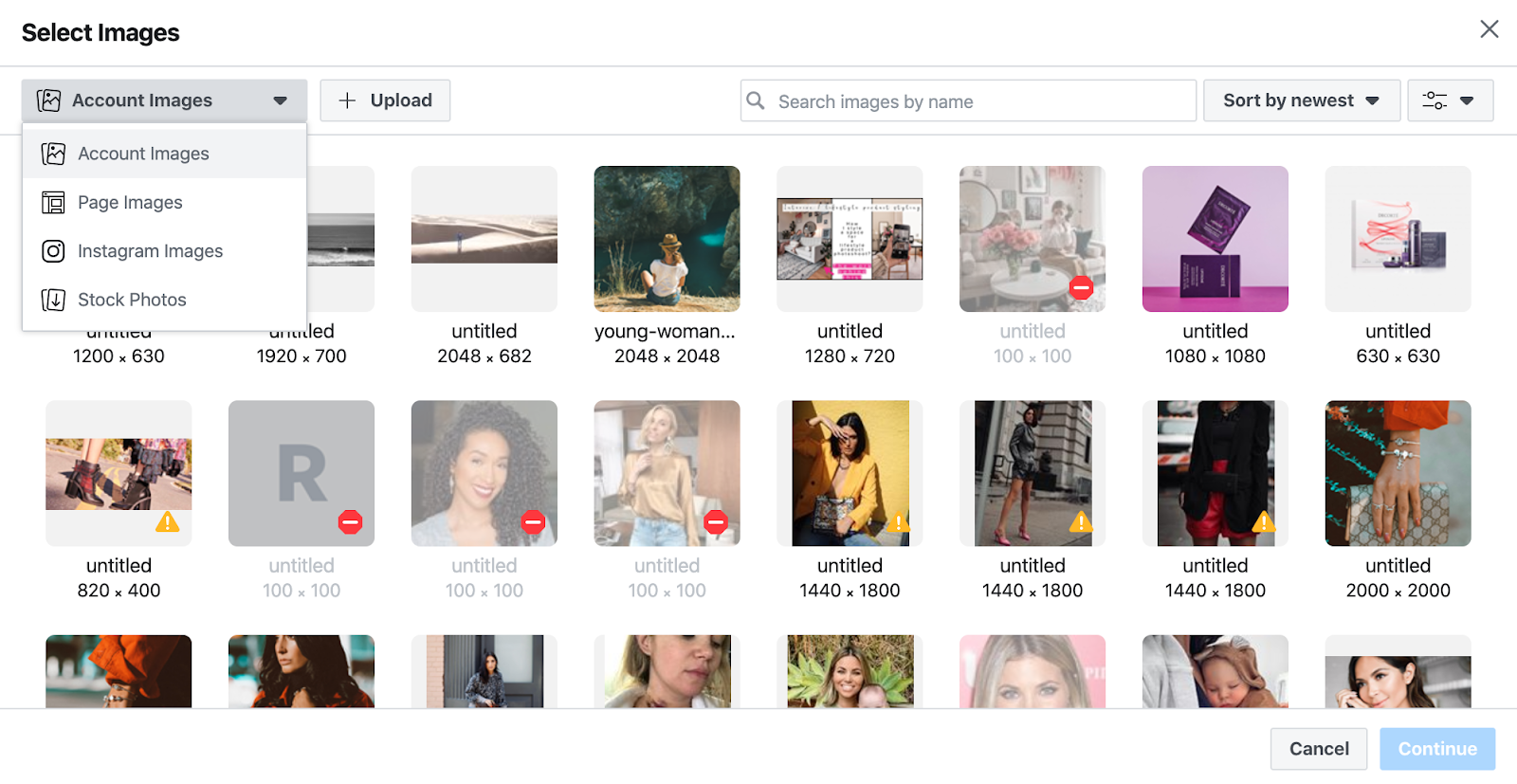 Selecting creative in Facebook Ads Manager