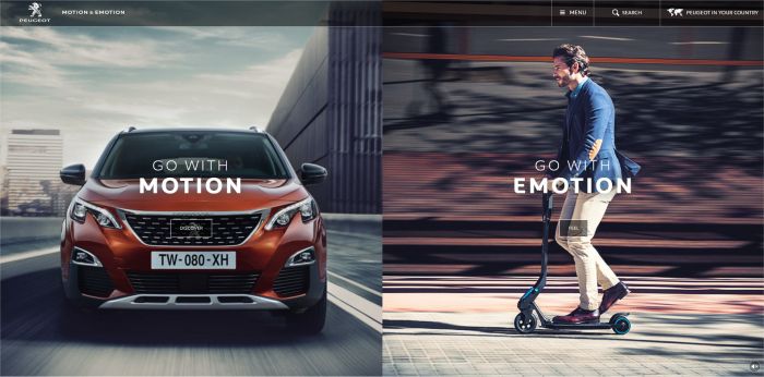 Preview of the website of Peugeot