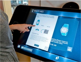 Left hand using an Interactive touch-screen