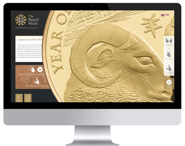 Royal Mint Interactive experience made with Intuiface