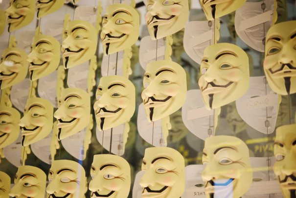 Photo of Anonymous hacker masks