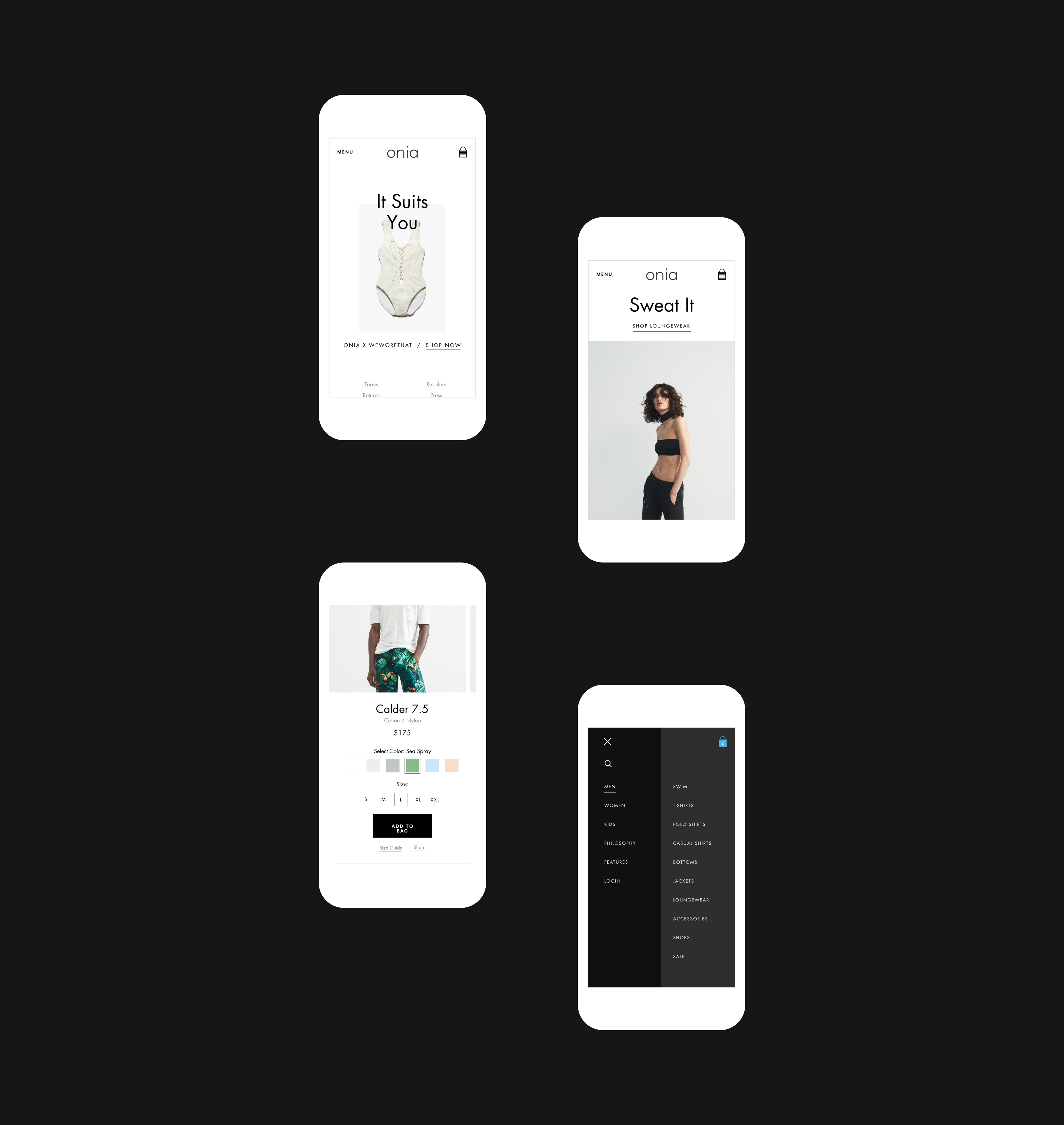 Onia mobile website user experience and user interface design by RocketAir