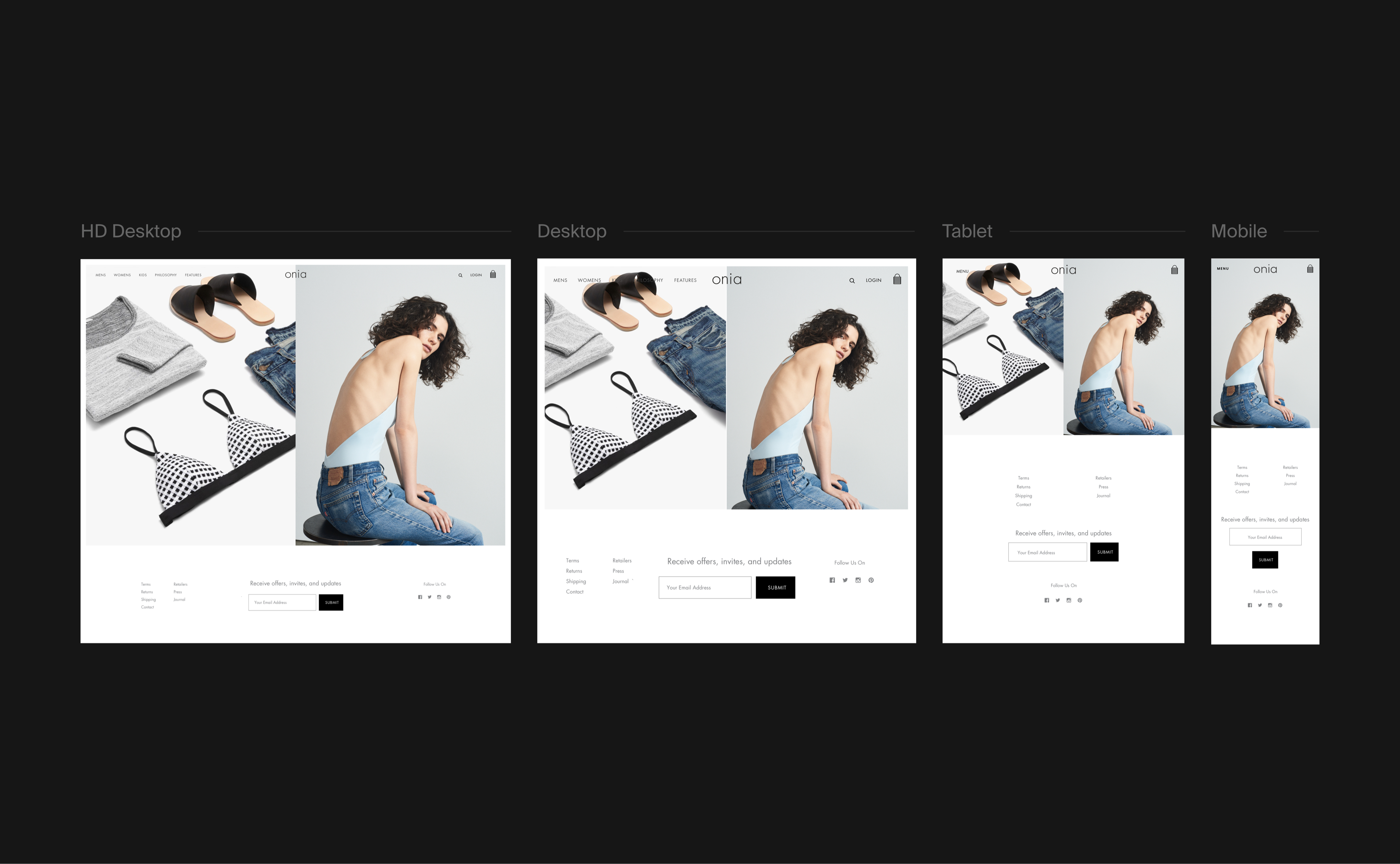 Onia responsive website design by RocketAir