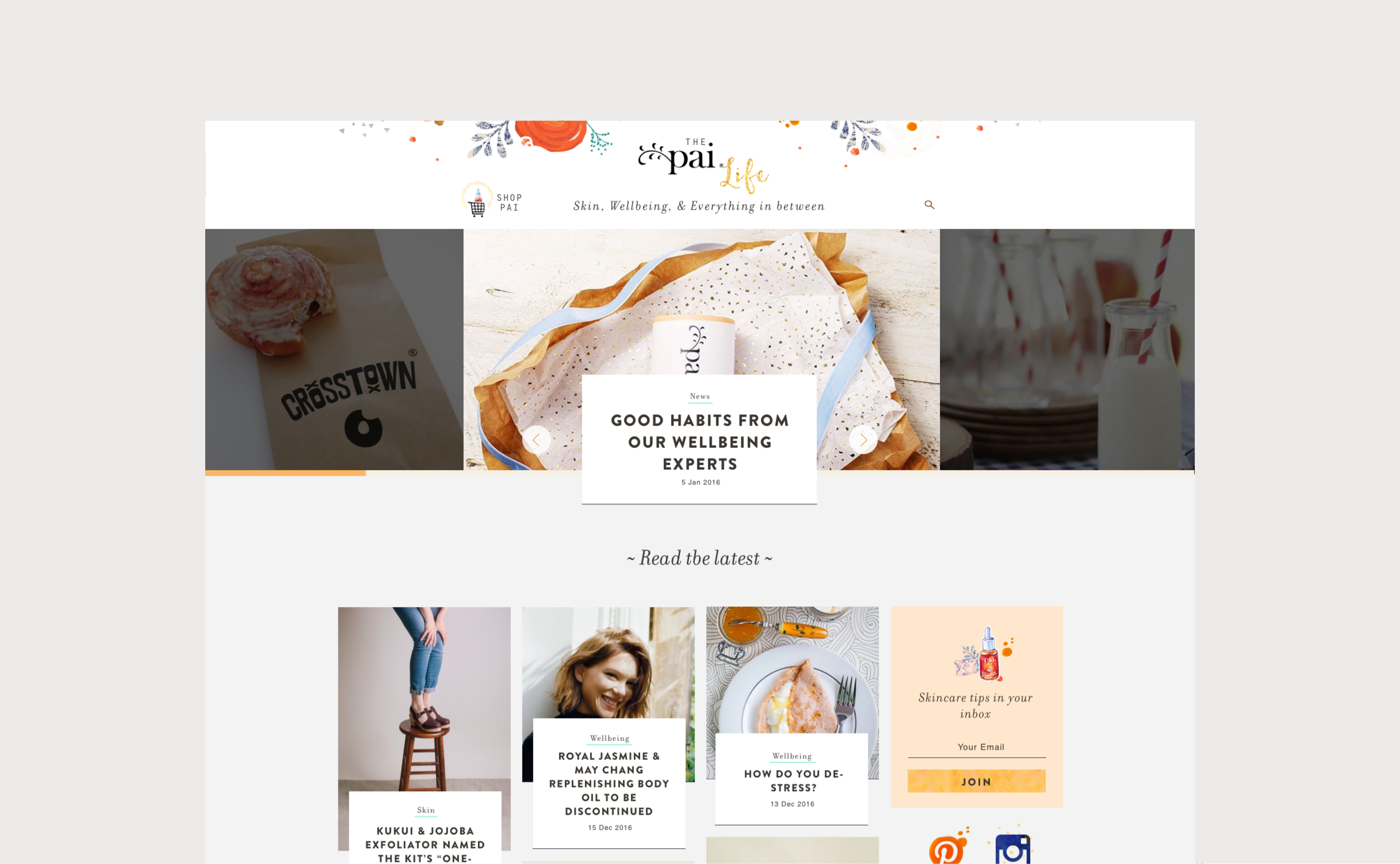 Pai Skincare blog website design by RocketAir