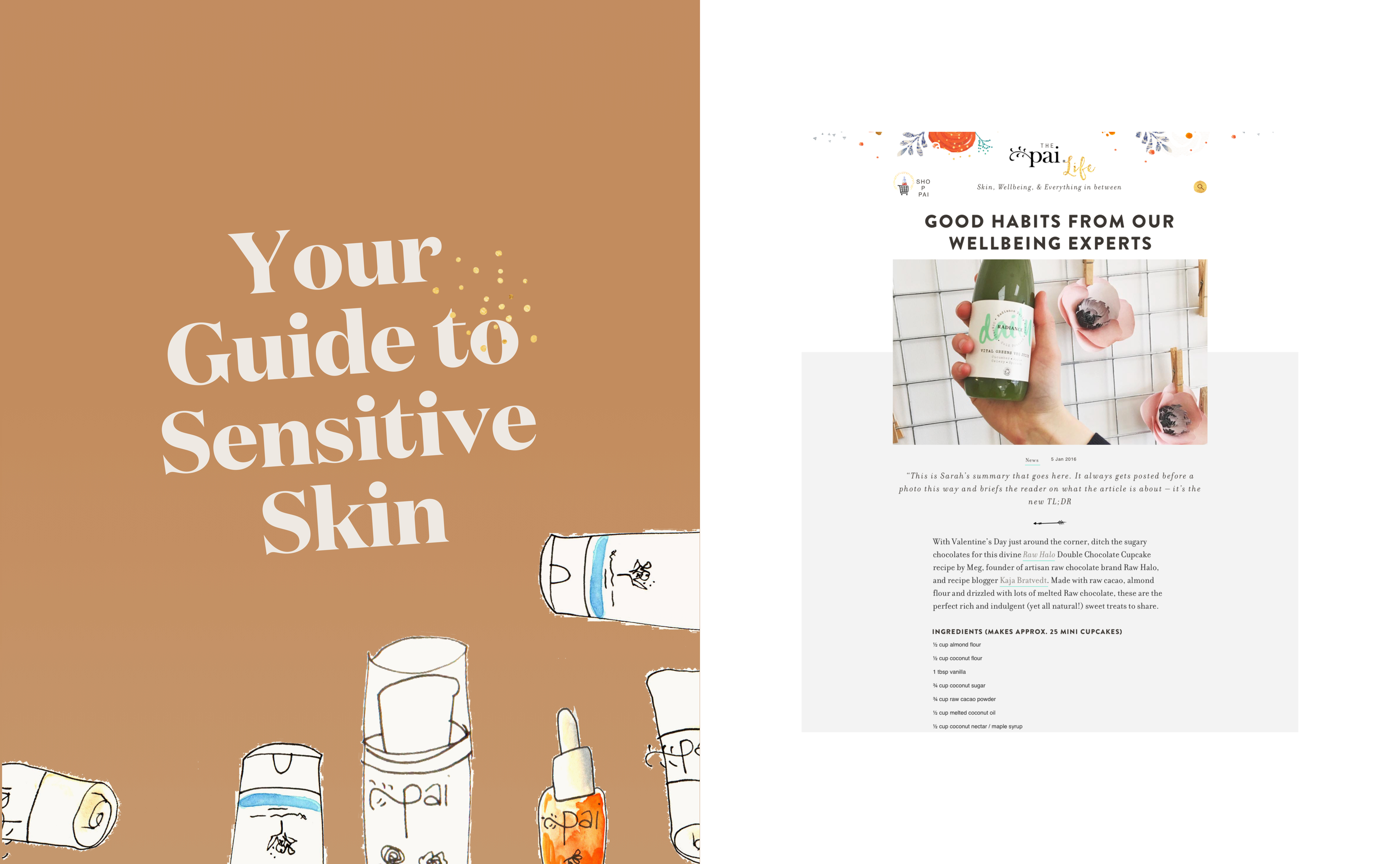 Pai Skincare art direction for blog design by RocketAir