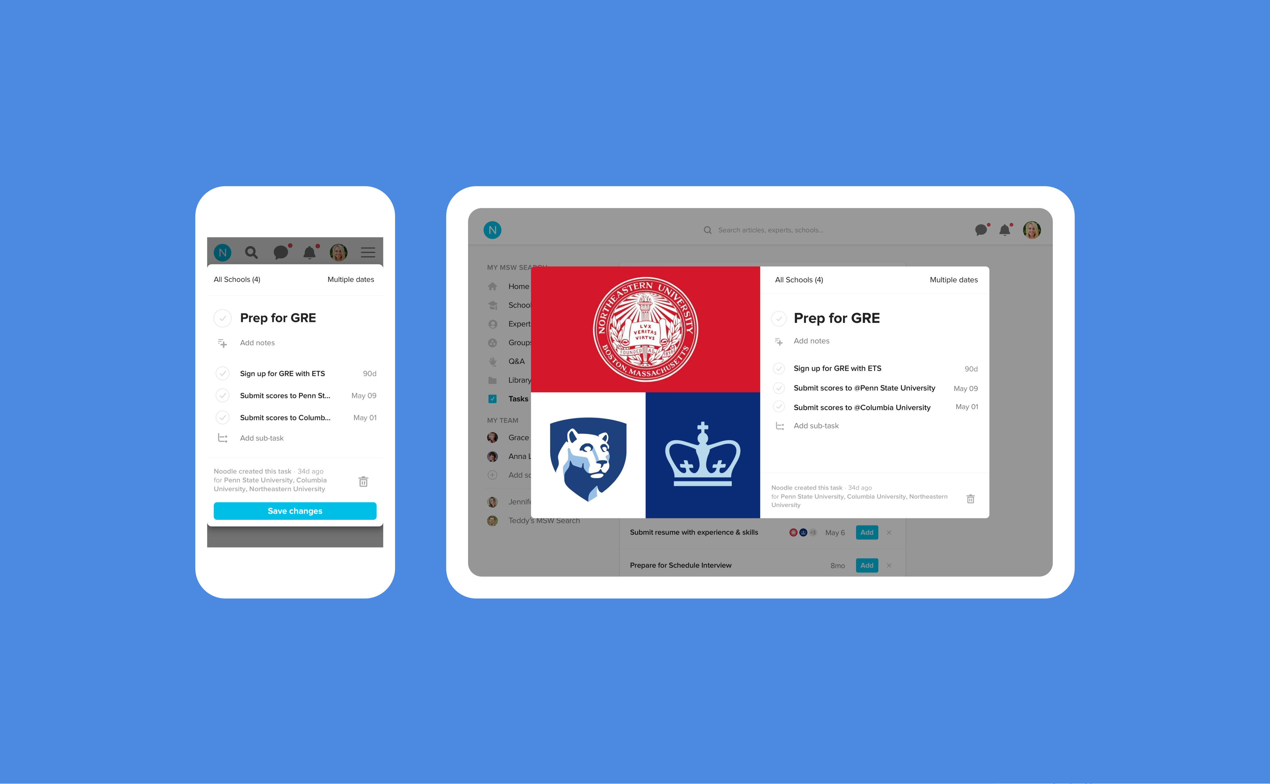 Noodle Education responsive UX UI design for mobile and website by RocketAir