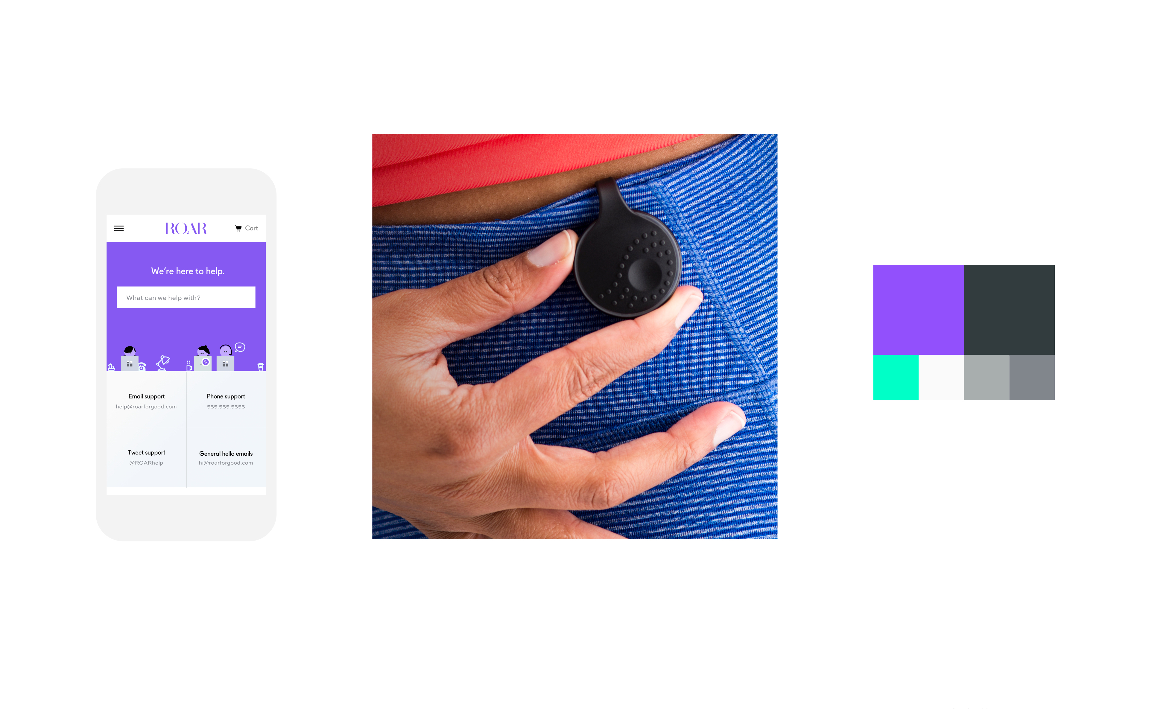 Roar for Good color palette art direction and mobile app design by RocketAir