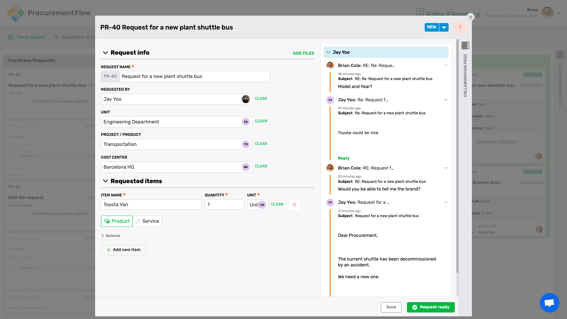 Requisition Management - Specifying the request