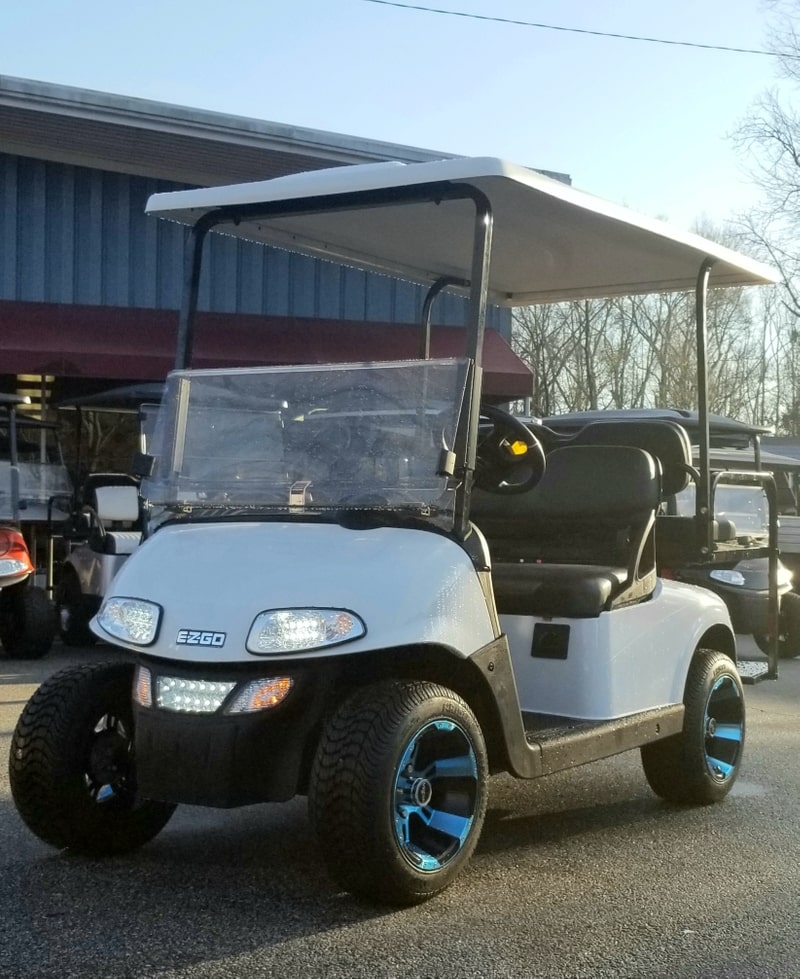 **SOLD**2016 EZGO WHITE RXV with Blue Wheels
