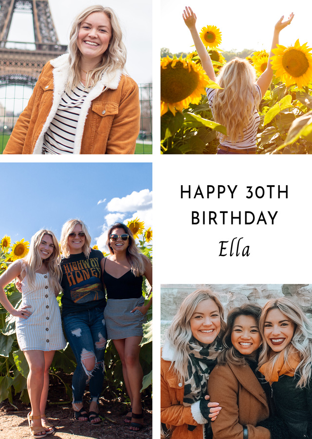 Photo Birthday Card 4 Photo Collage Photo Birthday